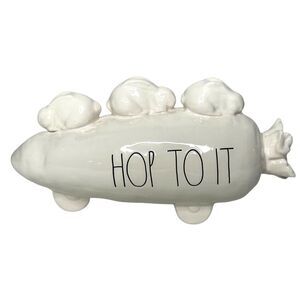 Rae Dunn by Magenta Ceramic Hop To It Carrot Decor Figurine Bunny Easter